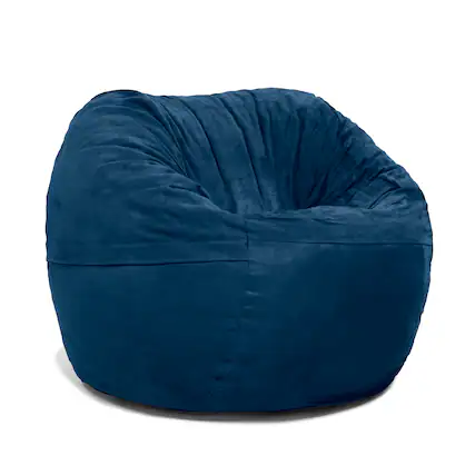 Front. Jaxx - Jaxx Saxx 3 Foot Bean Bag Chair with Removable Cover, Navy - Microsuede Navy.