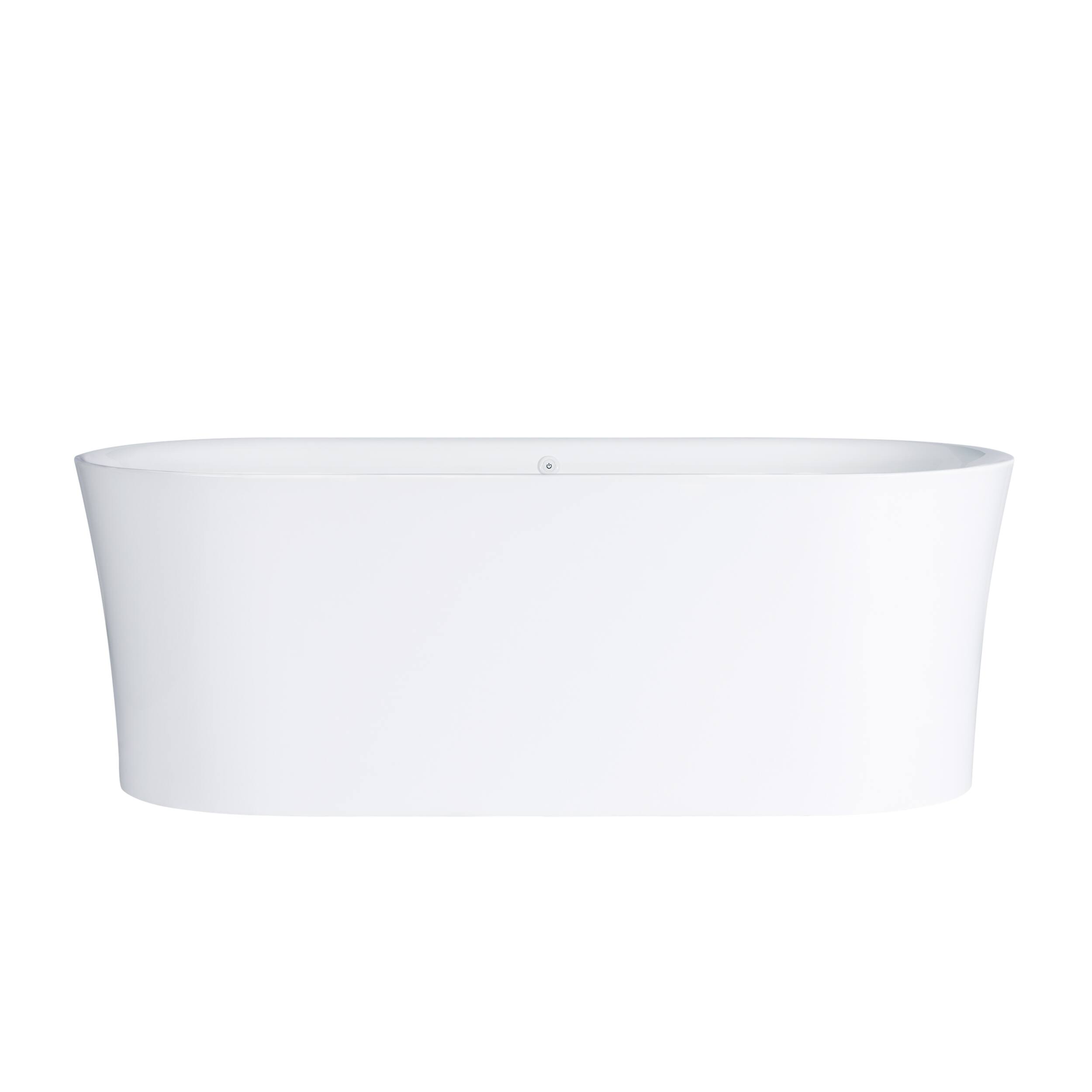 Alt View 9. WELLFOR - Liora 67 in. x 31.5 in. Acrylic Oval Freestanding Flat Bottom Air Bubble Massage and LED Bathtub with Drain and Overflow - White.