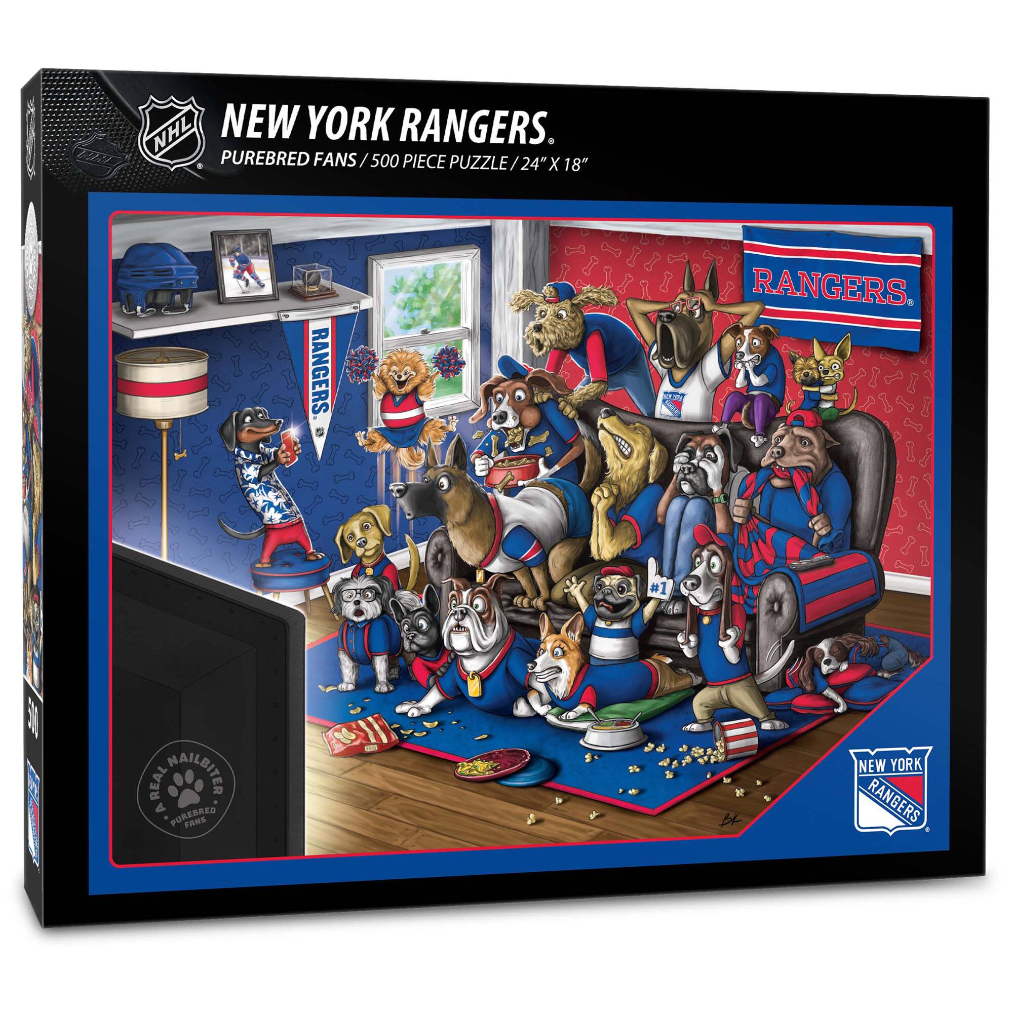 NEW YORK RANGERS  
PUREBRED FANS / 500 PIECE PUZZLE / 24" X 18"  

RANGERS  
#1 REAL NAILBITER  

NEW YORK RANGERS