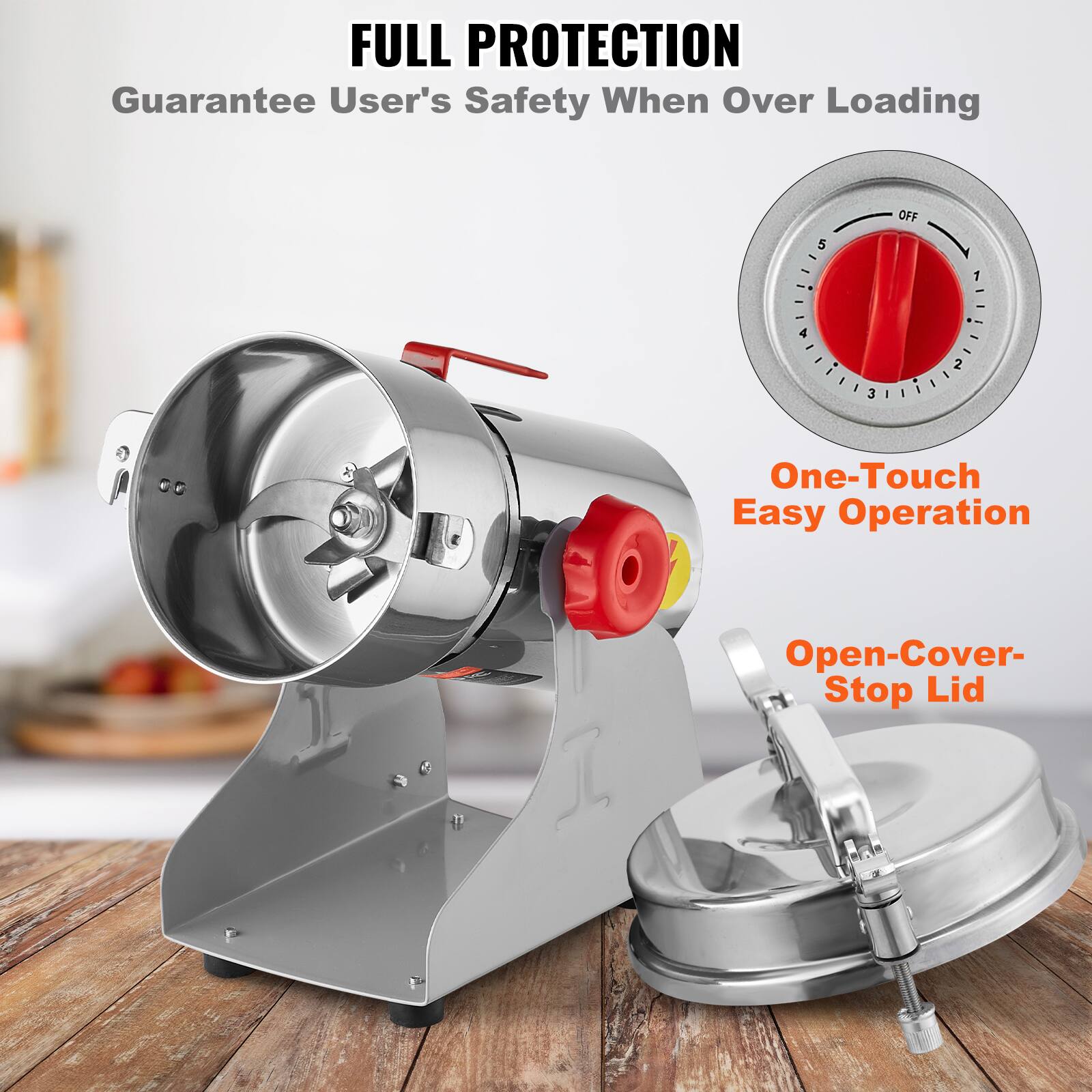 FULL PROTECTION  
Guarantee User's Safety When Over Loading  

One-Touch Easy Operation  

Open-Cover-Stop Lid