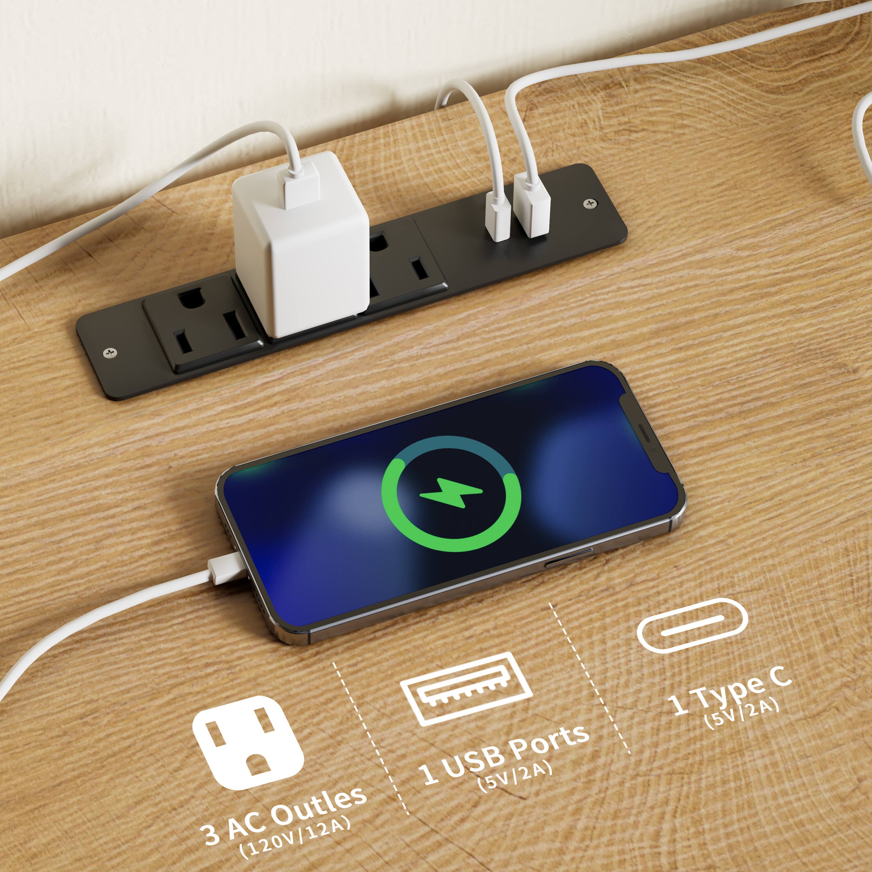 3 AC Outlets (120V/12A)  
1 USB Ports (5V/2A)  
1 Type C (5V/2A)