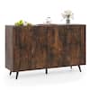 Front. Costway - Costway Buffet Sideboard Mid Century Modern 4-Door Storage Cabinet 50" Accent Cabinet - Brown.