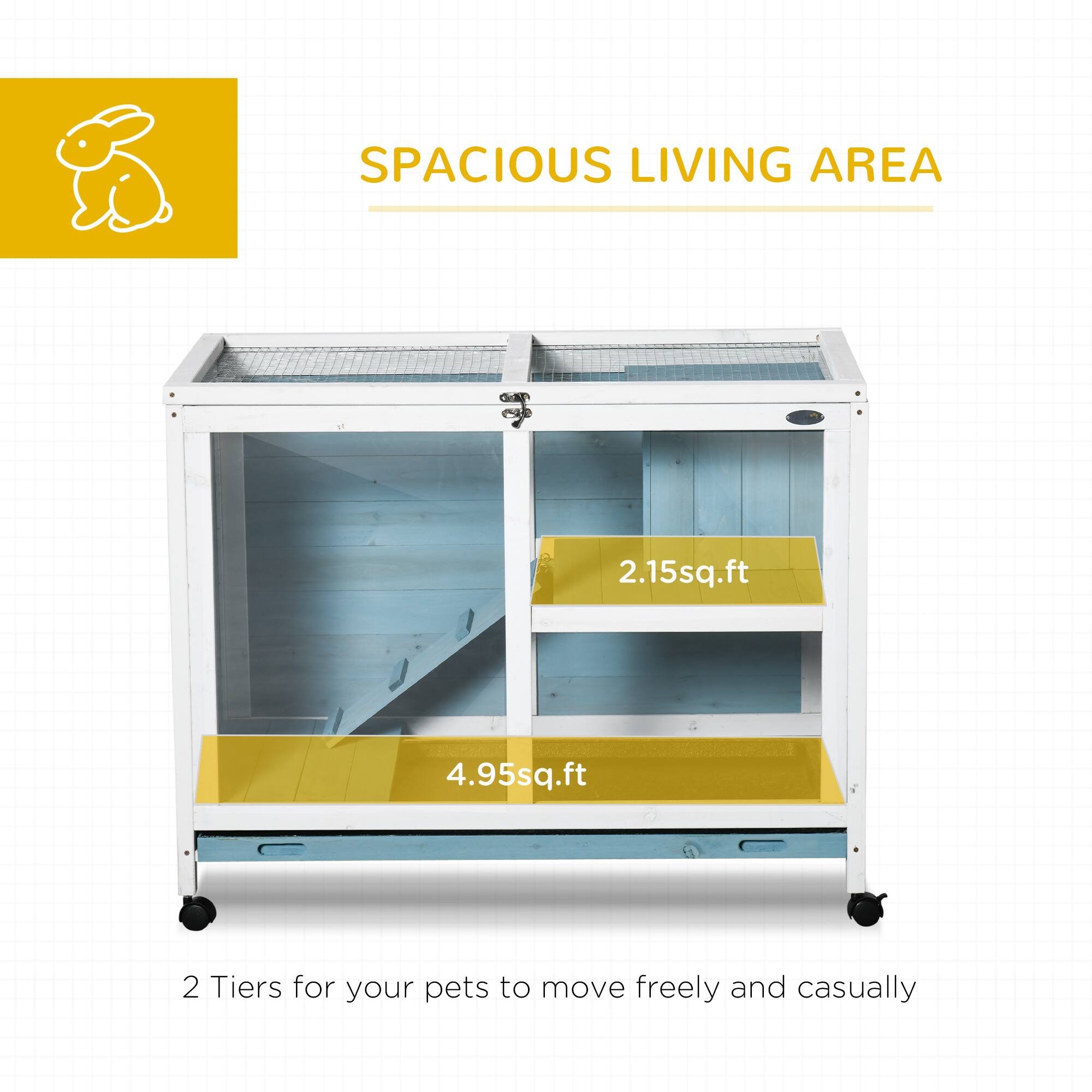 SPACIOUS LIVING AREA

2.15sq.ft

4.95sq.ft

2 Tiers for your pets to move freely and casually