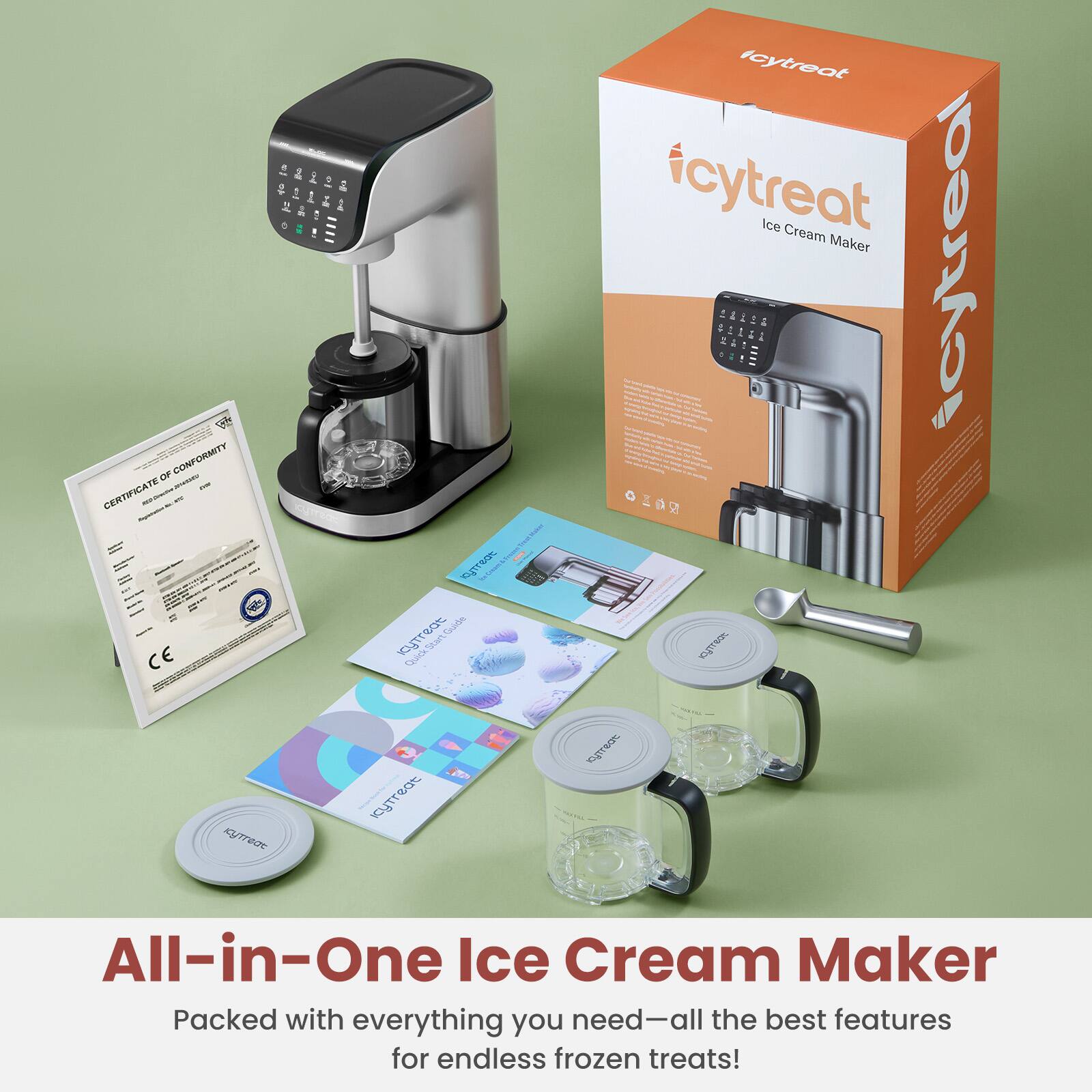 All-in-One Ice Cream Maker

Packed with everything you need—all the best features for endless frozen treats!