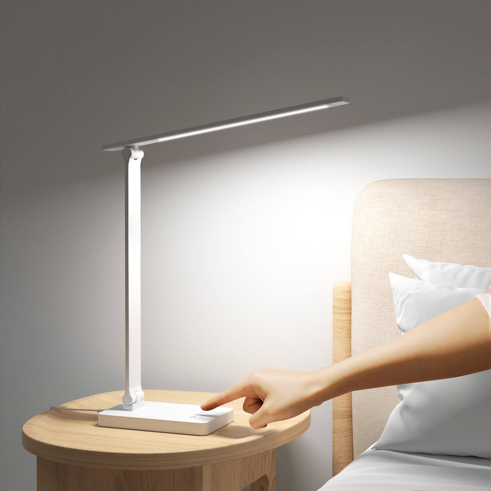 Alt View 5. Lepro - LED Desk Lamp with charging port, 650LM Touch Control, 5 Brightness Level - White.