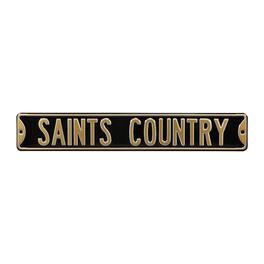 Authentic Street Signs - New Orleans Saints Country 6" x 36" Steel Street Sign - Black