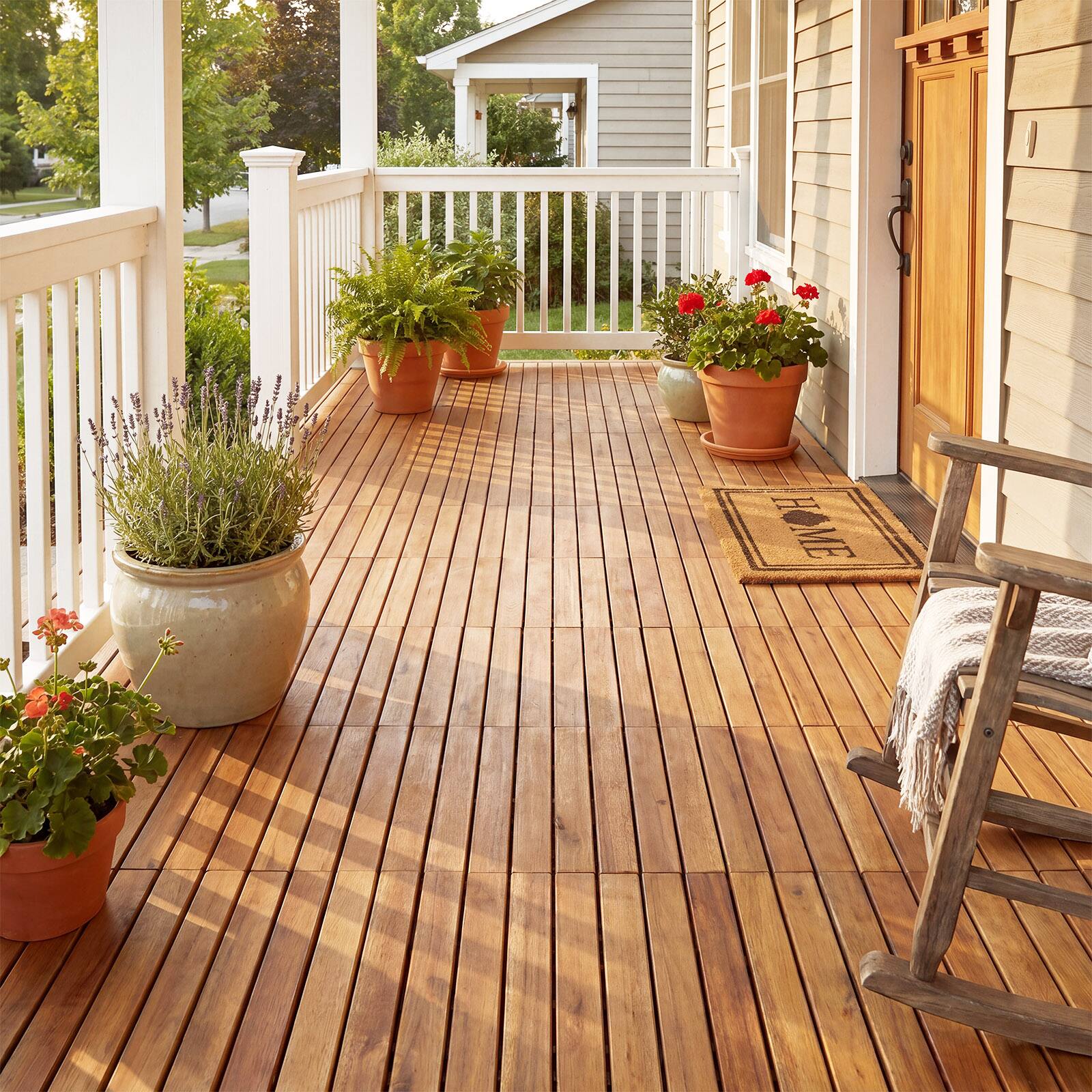 Alt View 2. Costway - Costway 12" x 12" Acacia Wood Interlocking Deck Tiles, 54 PCS Waterproof Flooring Tiles - Natural.