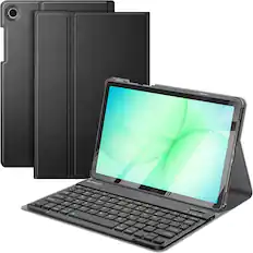 Front. Fintie - Keyboard Case for Samsung Galaxy Tab A11+ / Tab A9+ 11 Inch, Detachable Bluetooth Keyboard 3 Viewing Angles Stand Cover - Black.