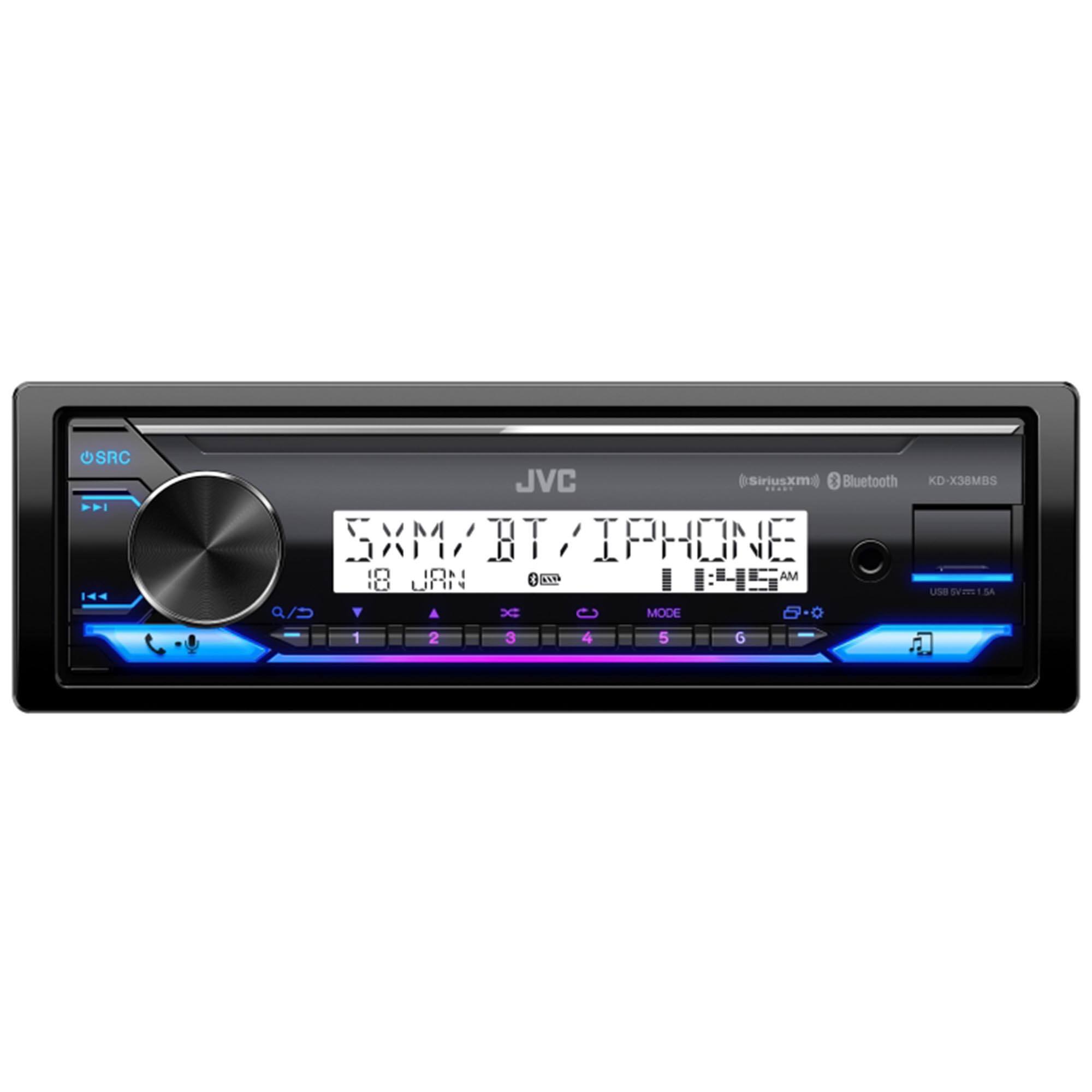 OSRC > JVC Siriusxm Bluetooth KD-X38MBS T8XMXZ BT IPHONE 18 JRN 0 2 I :IS AM USB wan SA a/3 Y A DC a MODE S-O 1 2 3 4 5 6