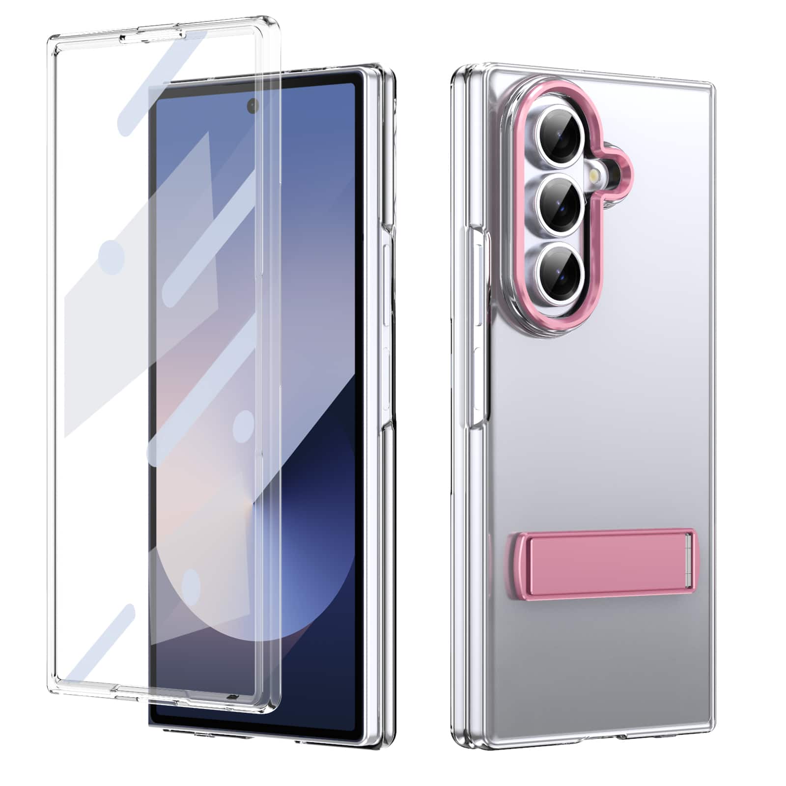 Dteck - for Samsung Galaxy Z Fold8 Ultra Slim Clear Case with Built-in Screen Protector & Kickstand, Shockproof Hard PC Shell - Pink price history on PriceWatchPro