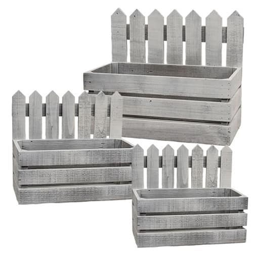 BreeBe - 3/Set - Wooden Picket Planter Boxes - White