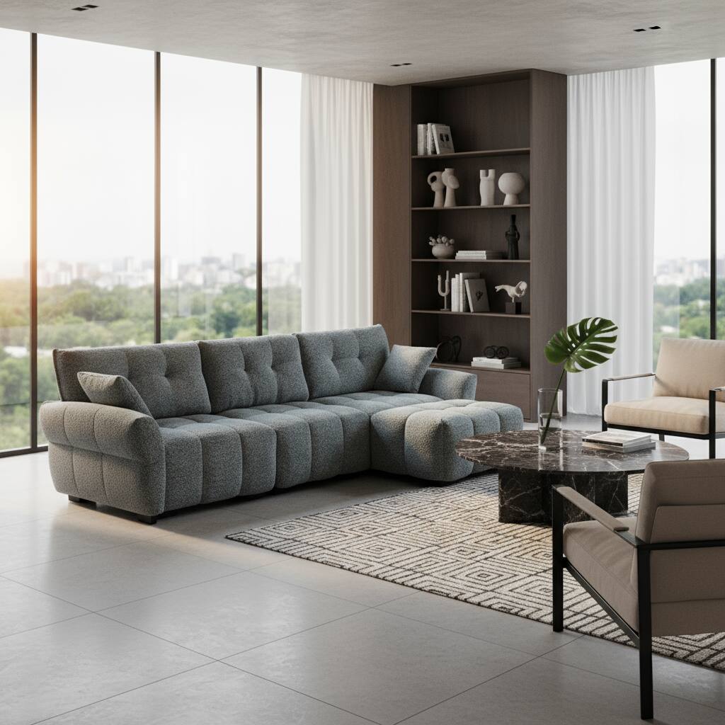 Alt View 9. Homsee - Modern L-Shaped Sectional Sofa Couch  4-Seater Living Room Furniture Comfortable Cushions Durable Wood Frame - Gray.