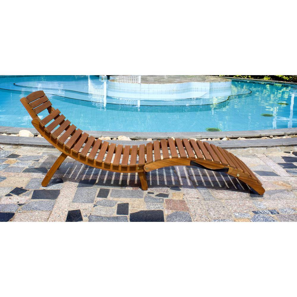 Alt View 2. Northbeam - Curved Folding Chaise Lounger - Brown.