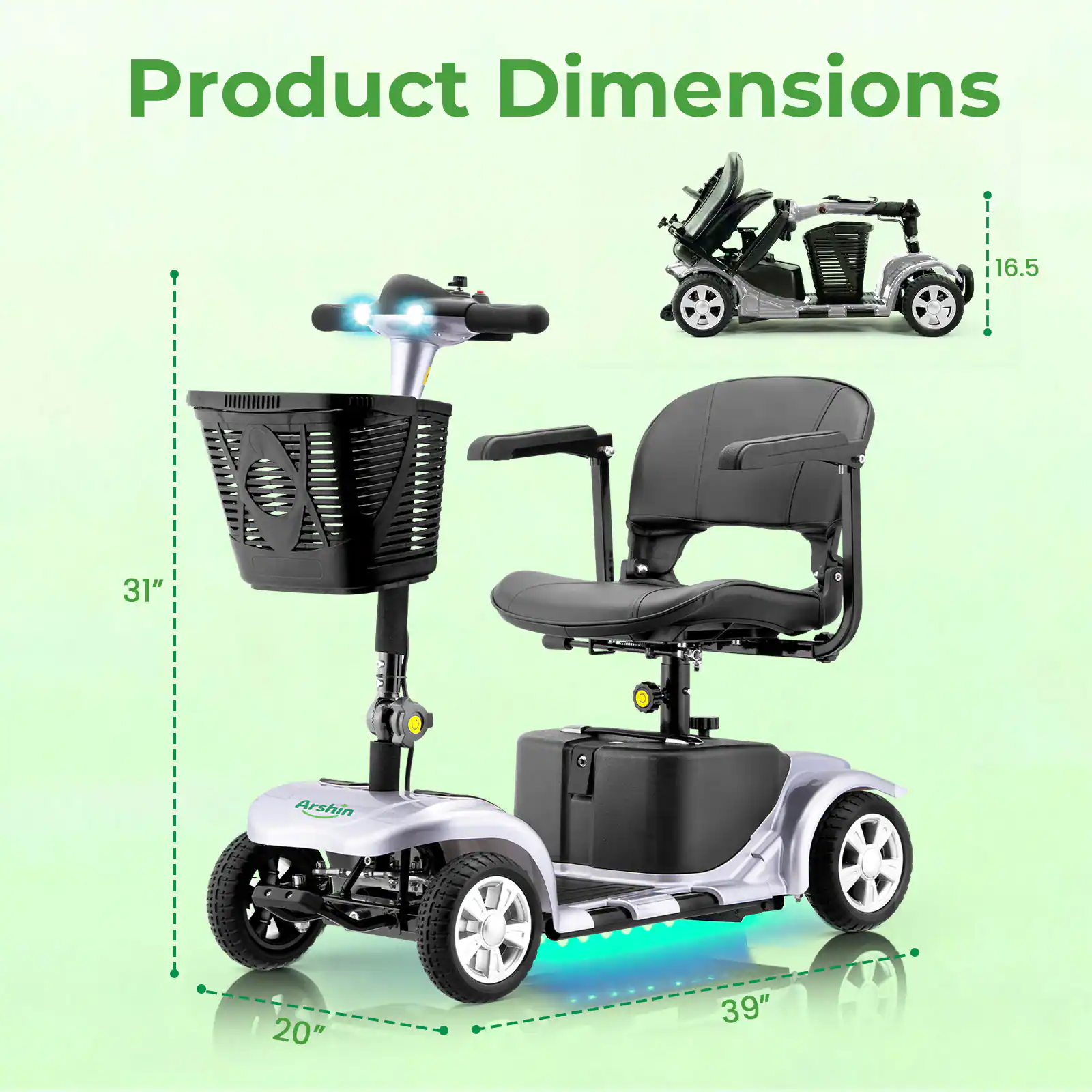 Product Dimensions: 16.5" x 31" x 20" x 39"