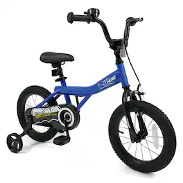 Costway - Kids Bike, 14 Inch Bicycle for Children with Removable Training Wheels, Dual Brakes - Blue