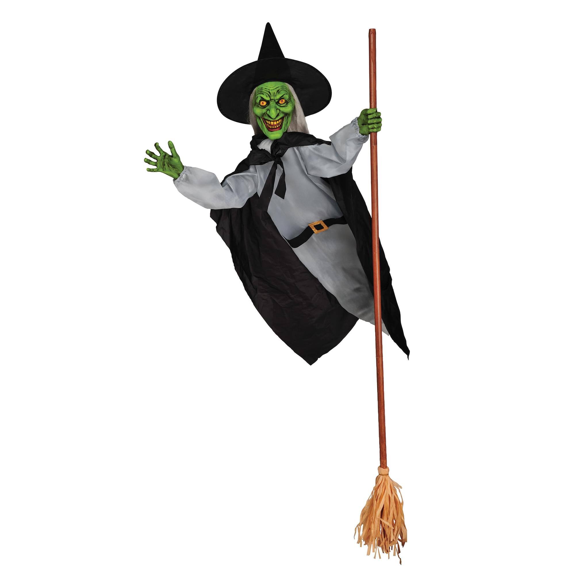Alt View 1. Funworld - 5 Foot Flying Witch Halloween Yard Decor - Green.