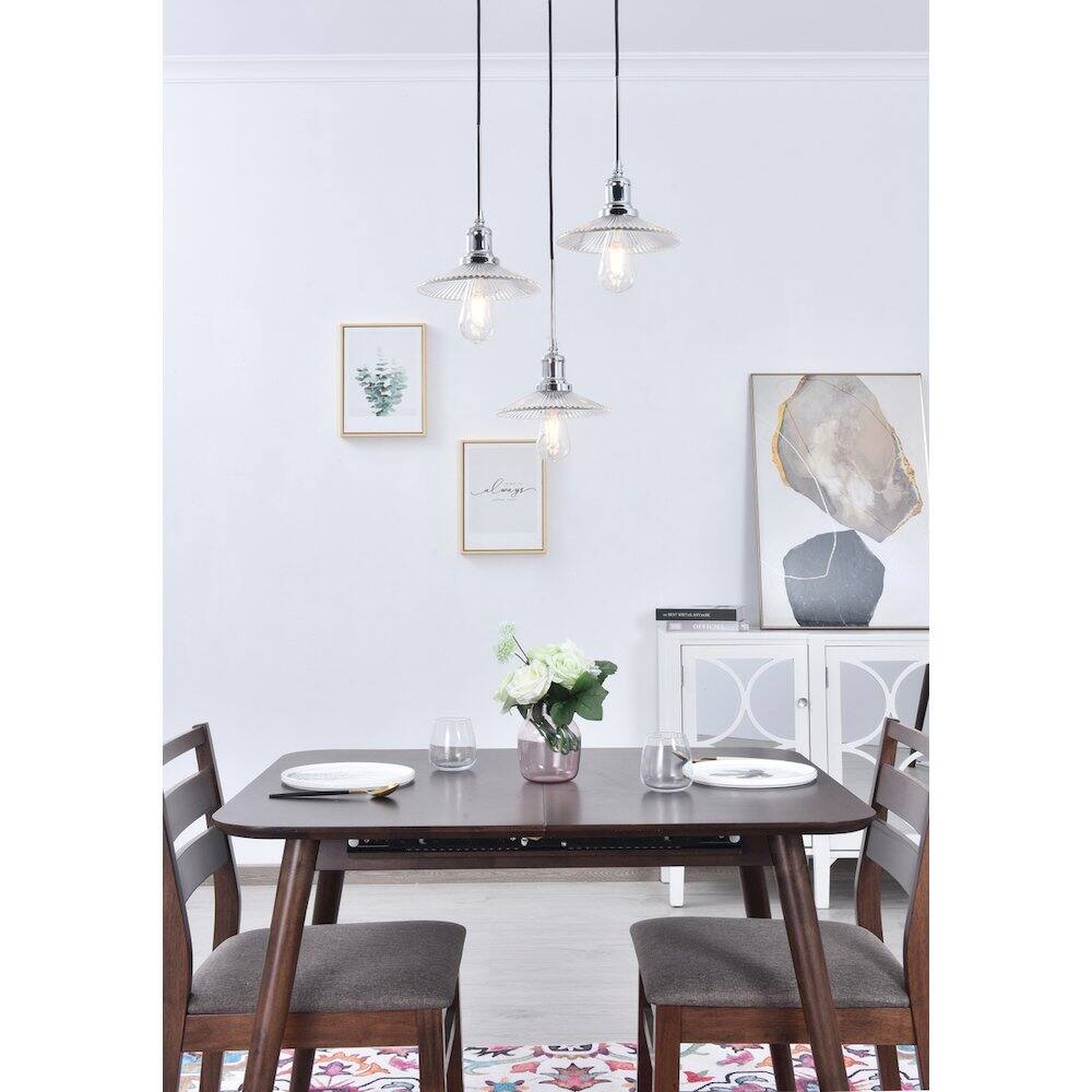 Alt View 9. Living District - Waltz 3 Light Chrome Pendant - Chrome And Clear.