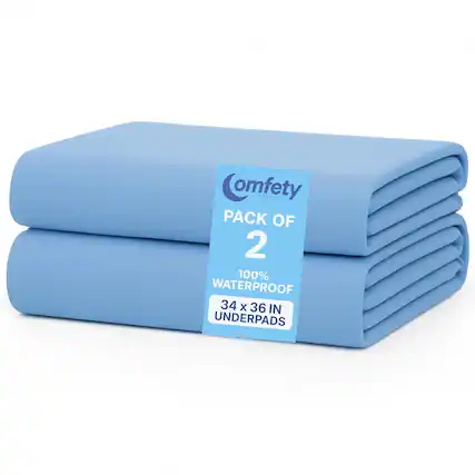 omfety PACK OF 2 100% WATERPROOF 34 x 36 IN UNDERPADS