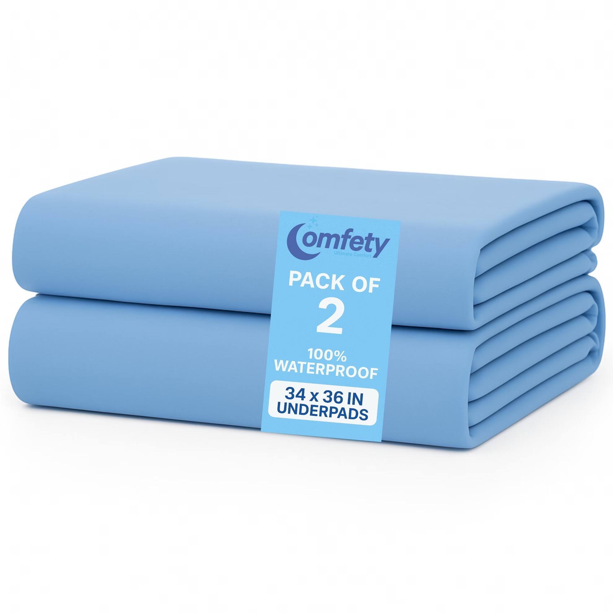 omfety PACK OF 2 100% WATERPROOF 34 x 36 IN UNDERPADS