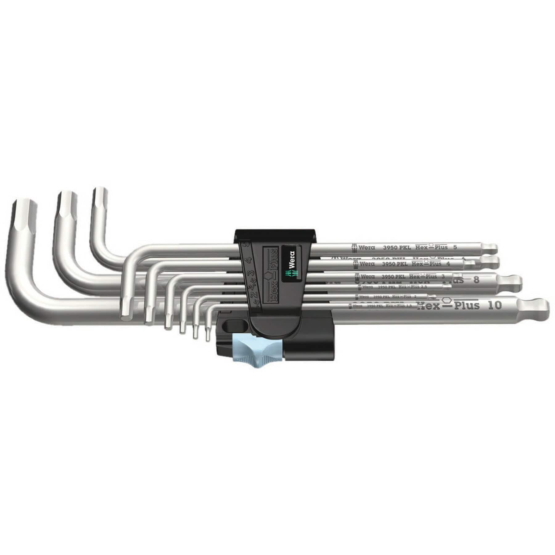 Wera - 3950/9 Hex-Plus Stainless 1 L-Key Set, Metric, Stainless, 9 Pieces - Silver