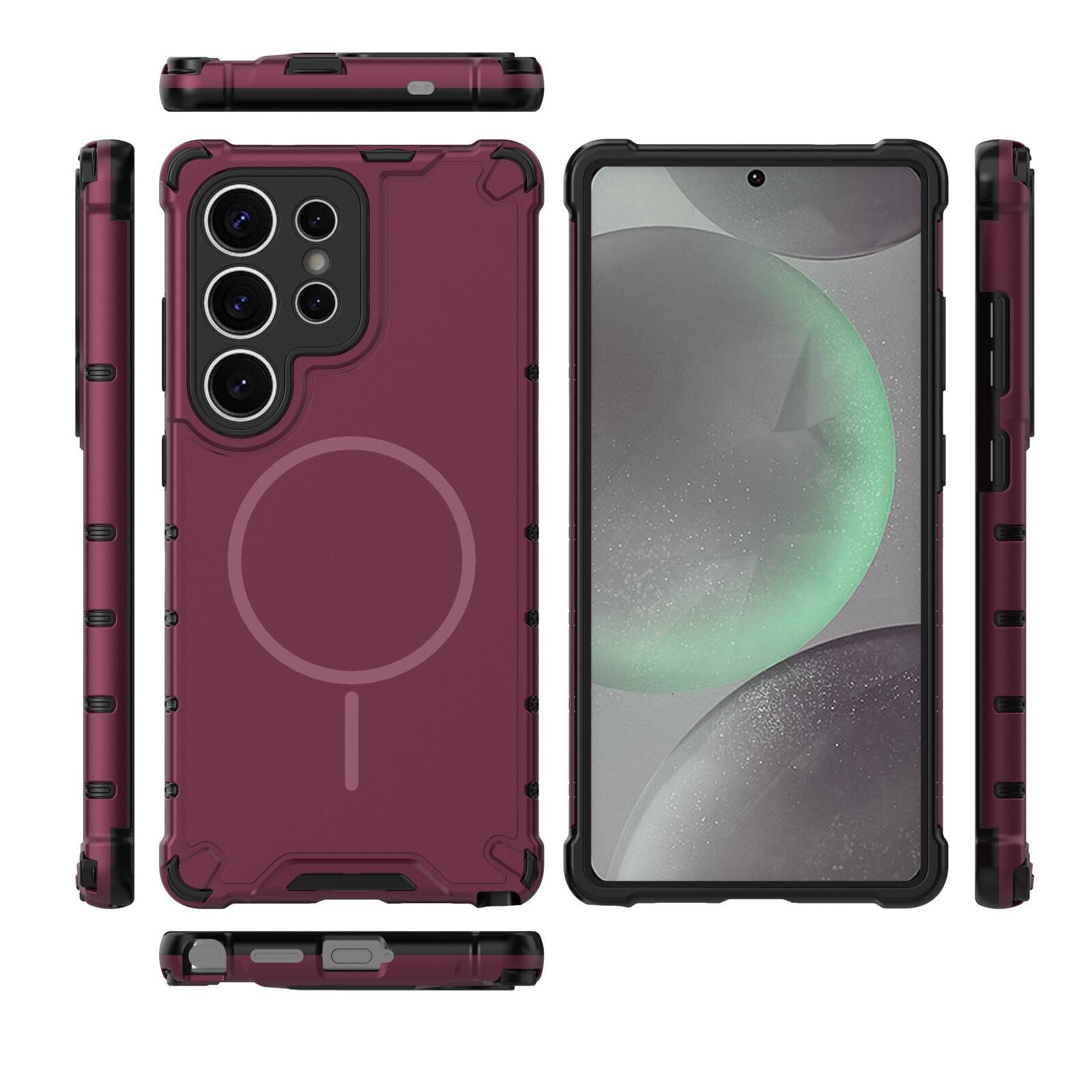 Left. UUCOVER - Magnetic Case for Samsung Galaxy S25 Ultra, Compatible with MagSafe, Shockproof Drop-proof Slim Heat Dissipation Cover - Plum.