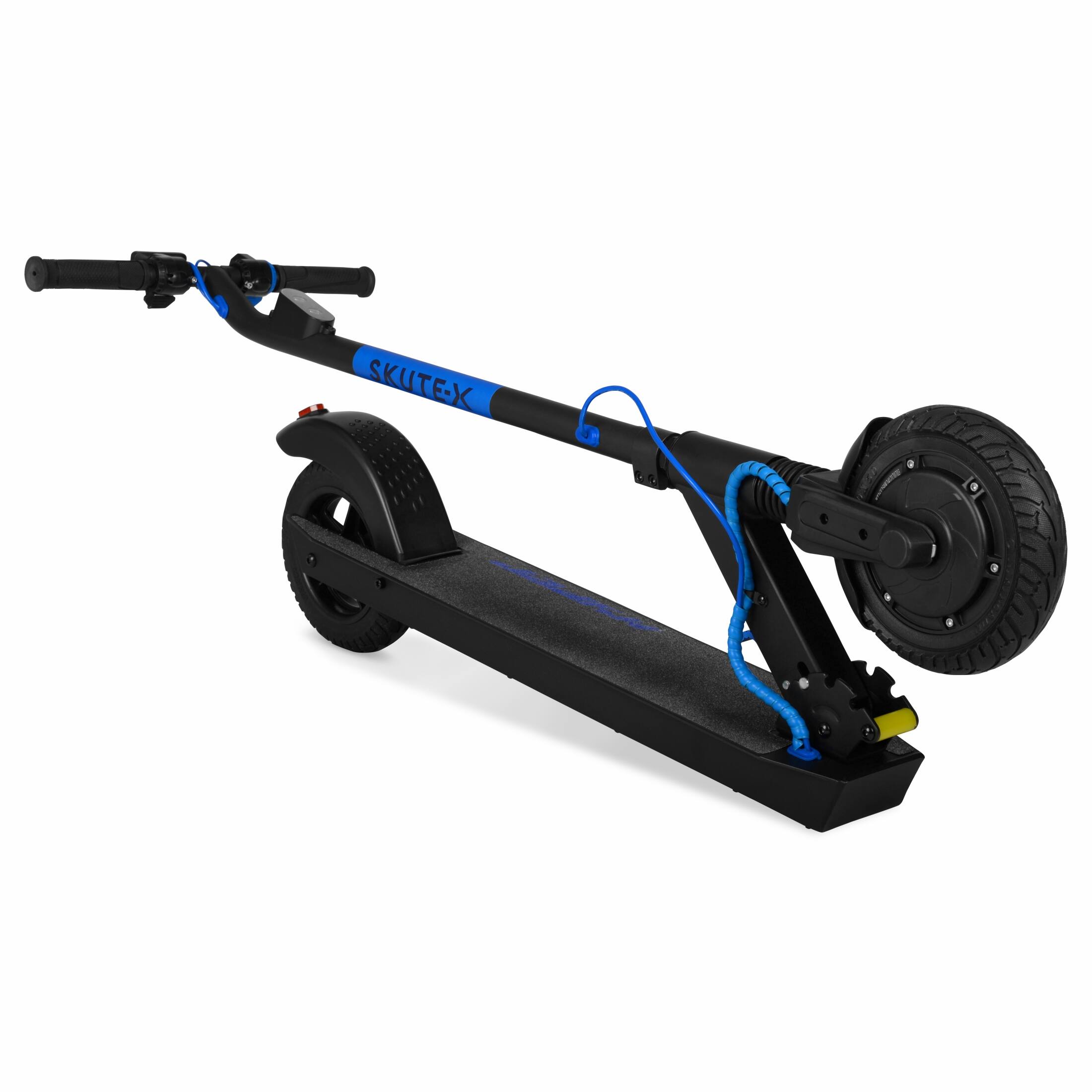 Left. Hyper - SKUTE X Adult & Teen Foldable Lithium Electric Scooter - 15MPH Speed - 12 Mile Range - Throttle -UL APPROVED & CERTIFIED - Black/Blue.
