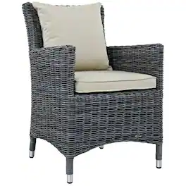 Summon Dining Outdoor Patio Sunbrella® Armchair by Modway - Antique Canvas Beige