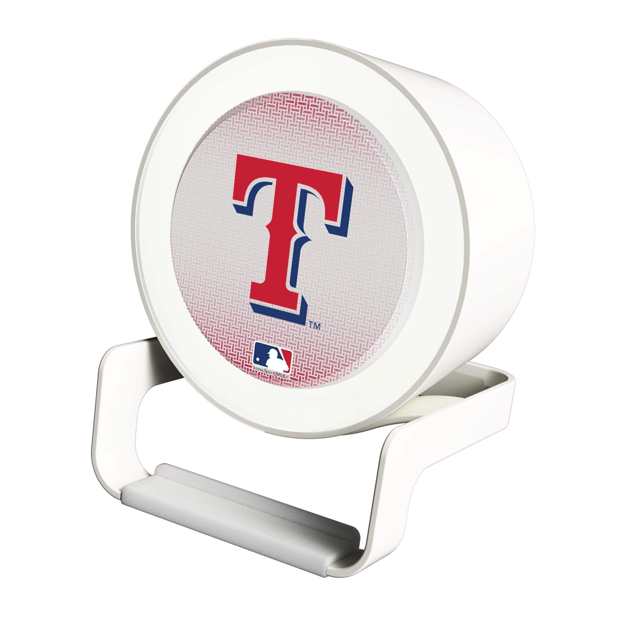 Front. Keyscaper - Texas Rangers Linen Print Nightlight Charger & Bluetooth Speaker - White.