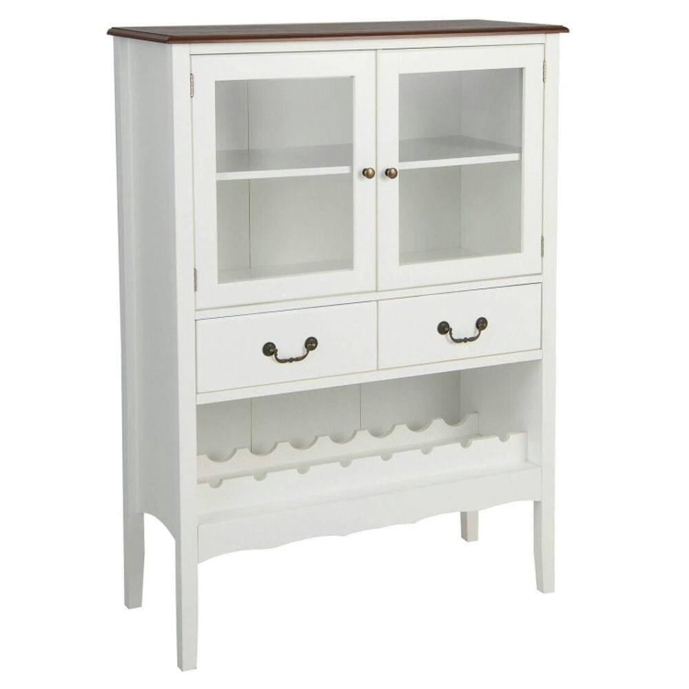 Alt View 5. Pefilos - Sideboard Buffet Cabinet, Sideboard with 2 Tempered Glass Doors, Cabinet for Indoor, White - White.