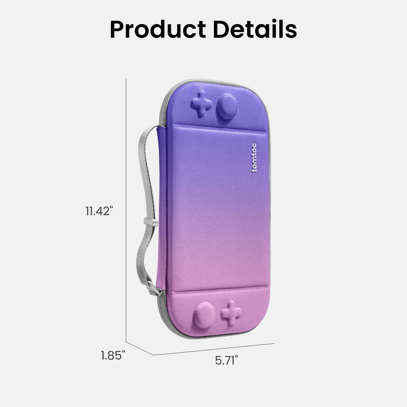 Product Details tomtoc 11.42" 5.71" 1.85"