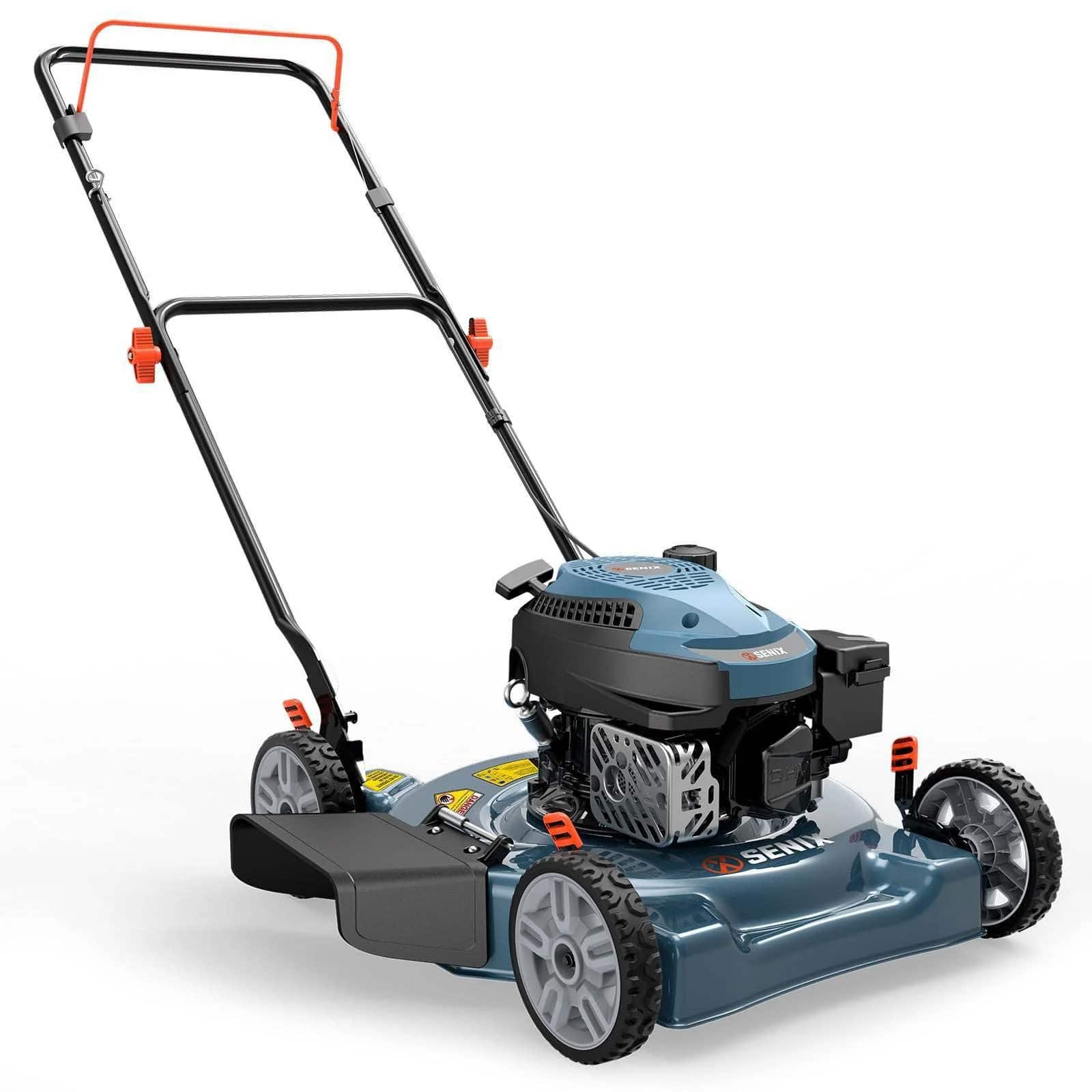 SENIX - 20" 144cc 4-Cycle Gas Push Lawn Mower with Side Discharge - Blue