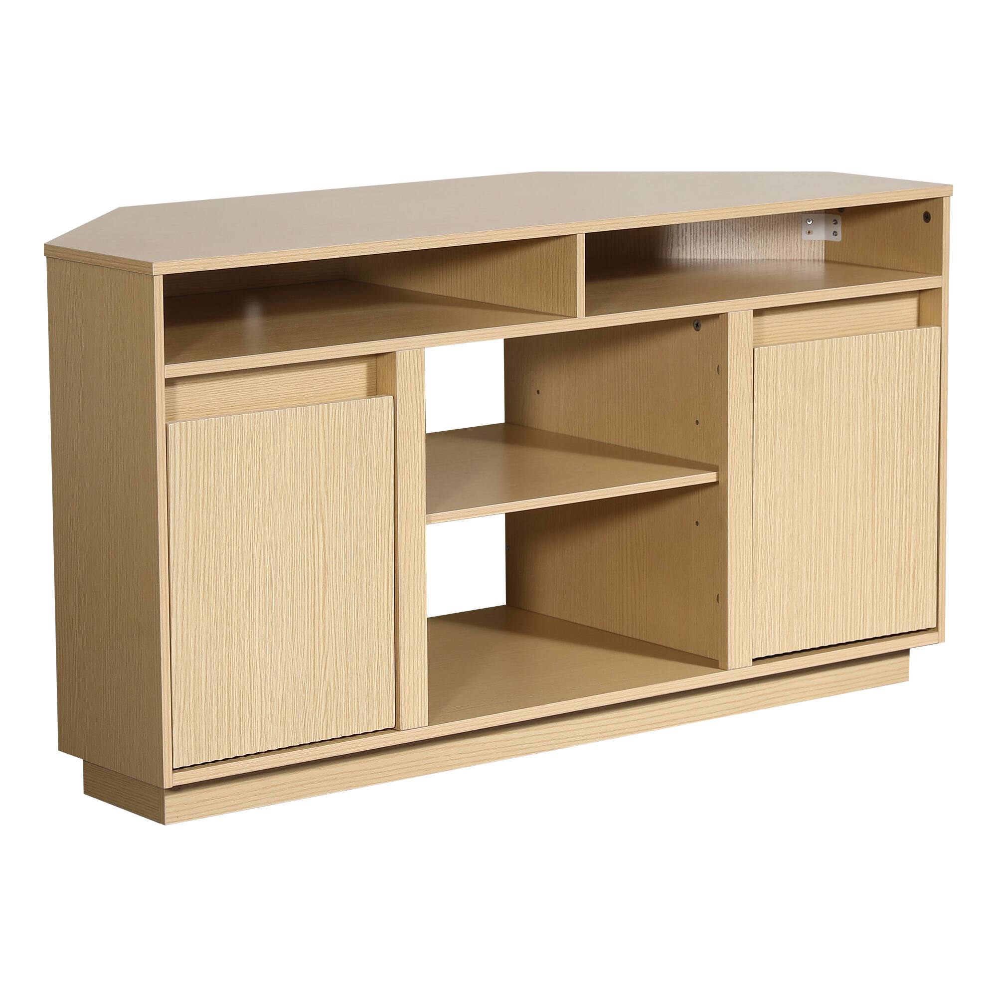 Alt View 2. Ihomeadore - 47" Mid-Century Modern Fluted Corner TV Stand Media Console with Storage Shelves and Cable Management for TVs up to 55" - Beige.