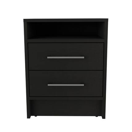 Front. Treevol Furniture - Nightstand Cartiz, Bedroom, Black - Black.