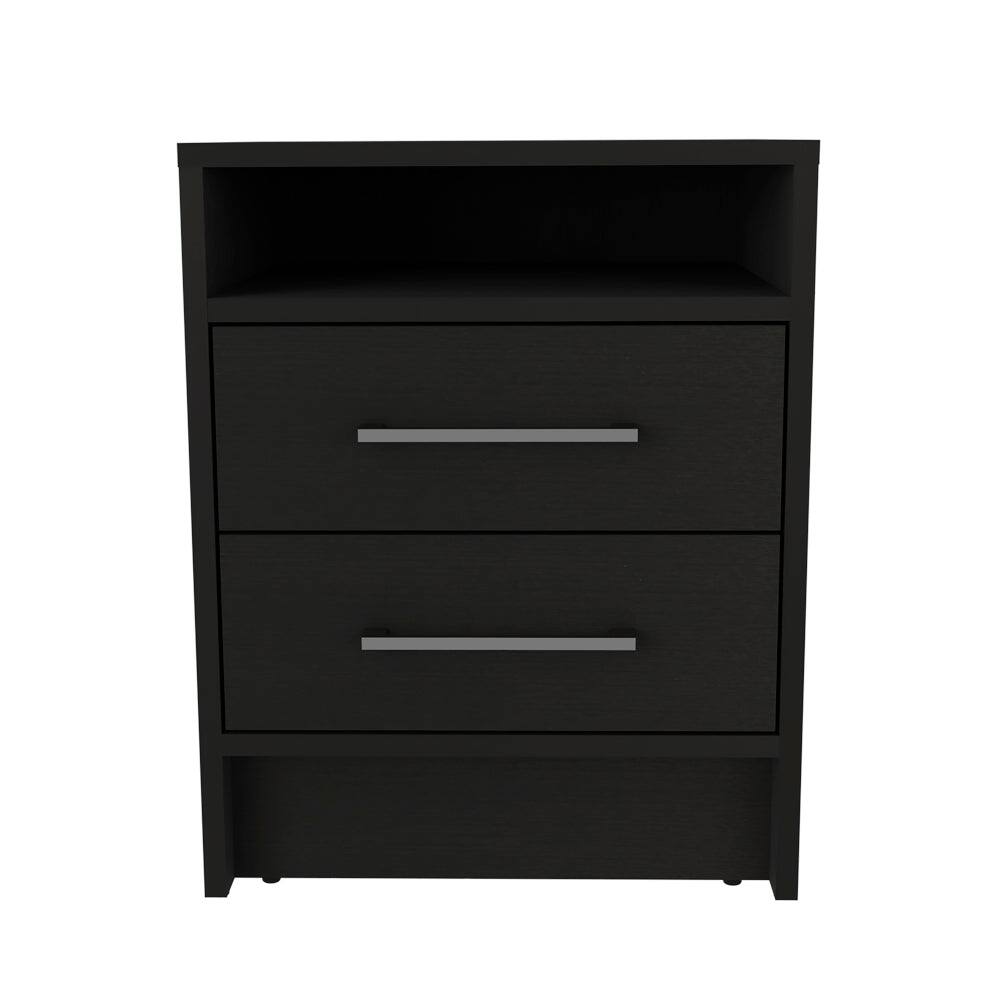 Front. Treevol Furniture - Nightstand Cartiz, Bedroom, Black - Black.