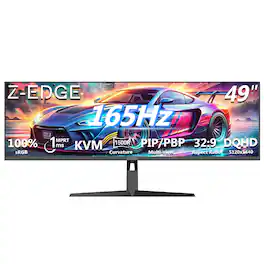 Z Z-Edge - UG49W 49" Super Ultra Wide DQHD 5120x1440 165Hz 1ms Curved Gaming Monitor, HDMI+DP+USB-C, Height/Tilt/Rotate Adjustable - Black