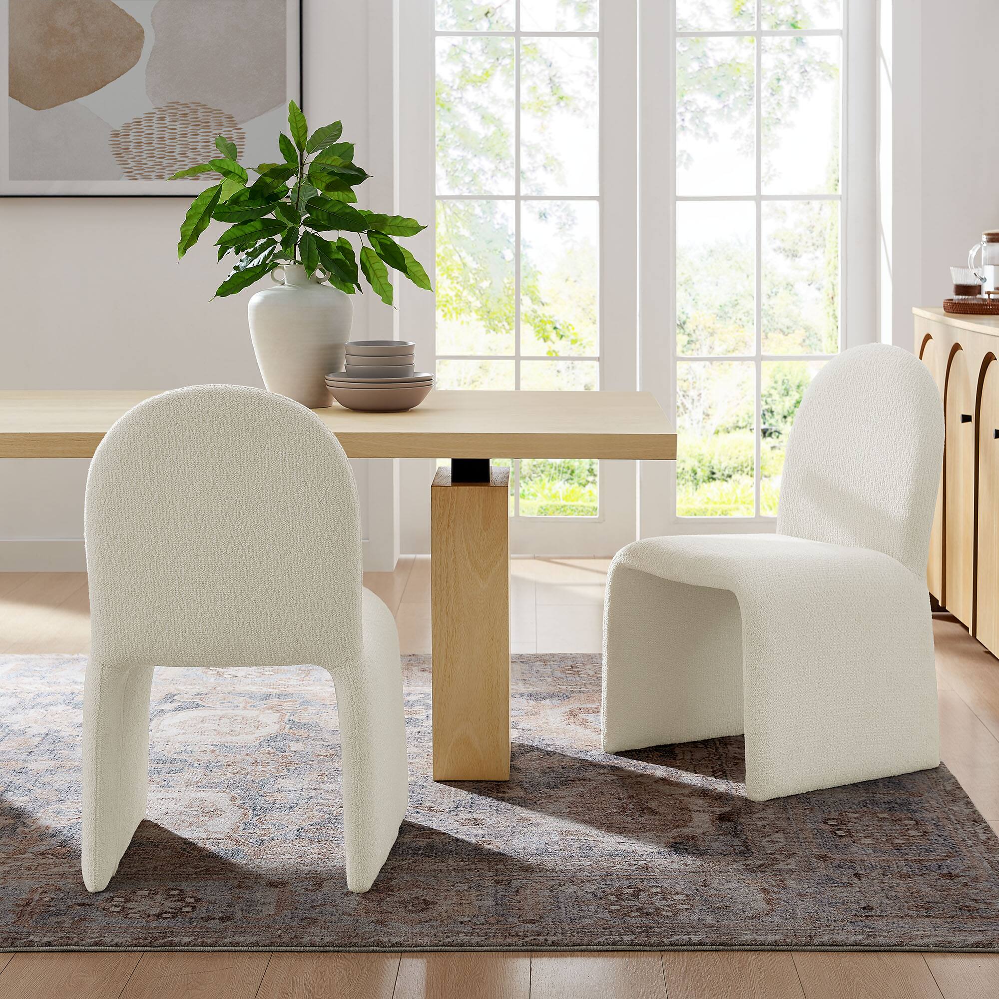Alt View 5. Modway - Junia Boucle Upholstered Arch Armless Dining Chair by Modway - White.