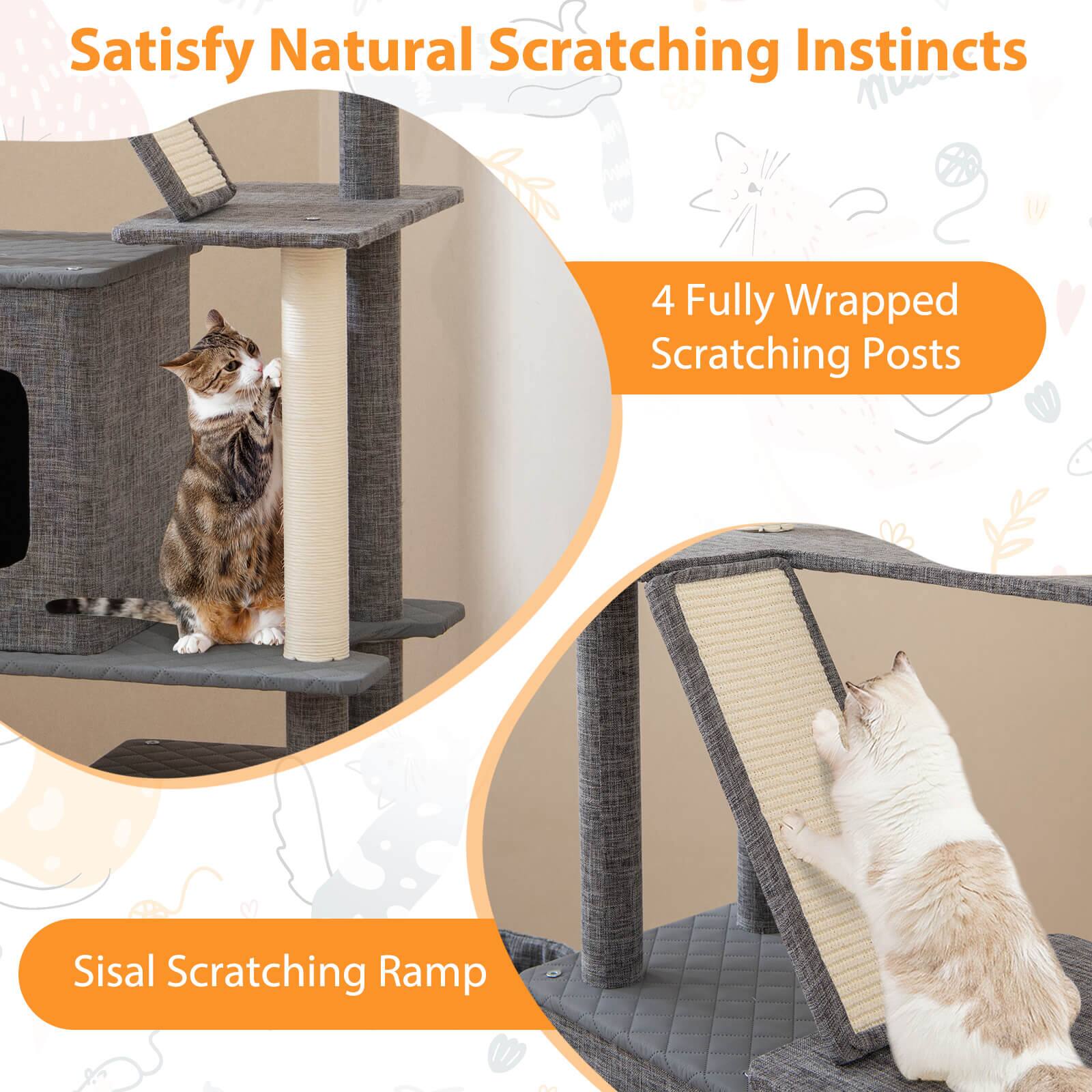 Satisfy Natural Scratching Instincts

4 Fully Wrapped Scratching Posts

Sisal Scratching Ramp