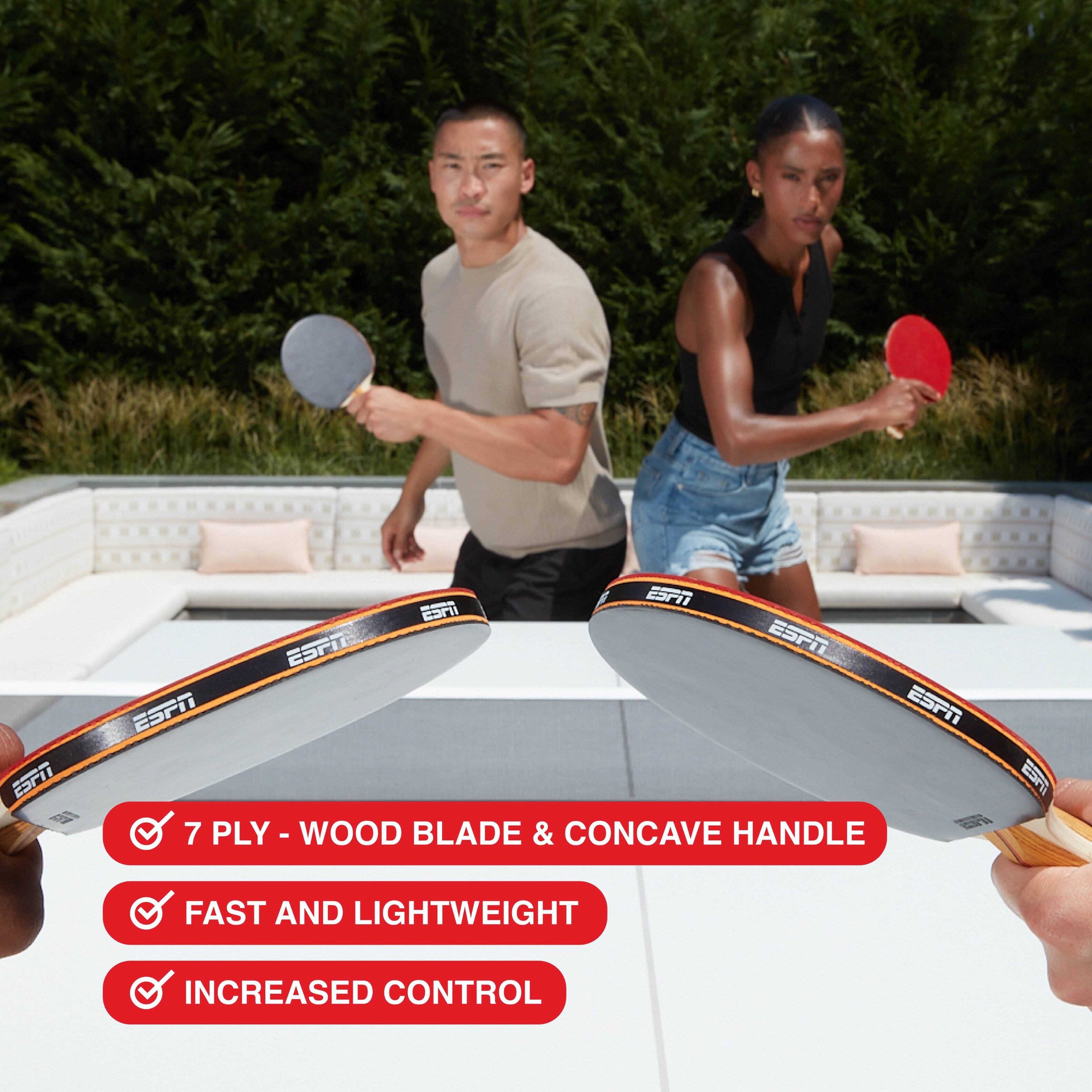 ESPN 1 - cor Gar ESPN ESPI ESPN ESPN 7 PLY - WOOD BLADE & CONCAVE HANDLE ESPN FAST AND LIGHTWEIGHT INCREASED CONTROL