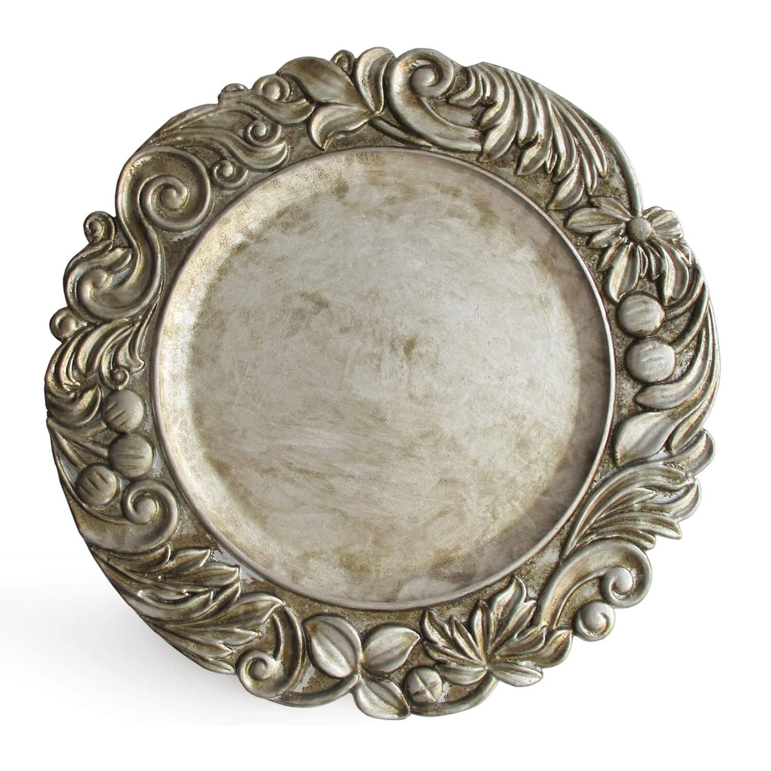 Angle. American Atelier - Cantera Silver Charger Plates Set of 4 13" D - Silver.