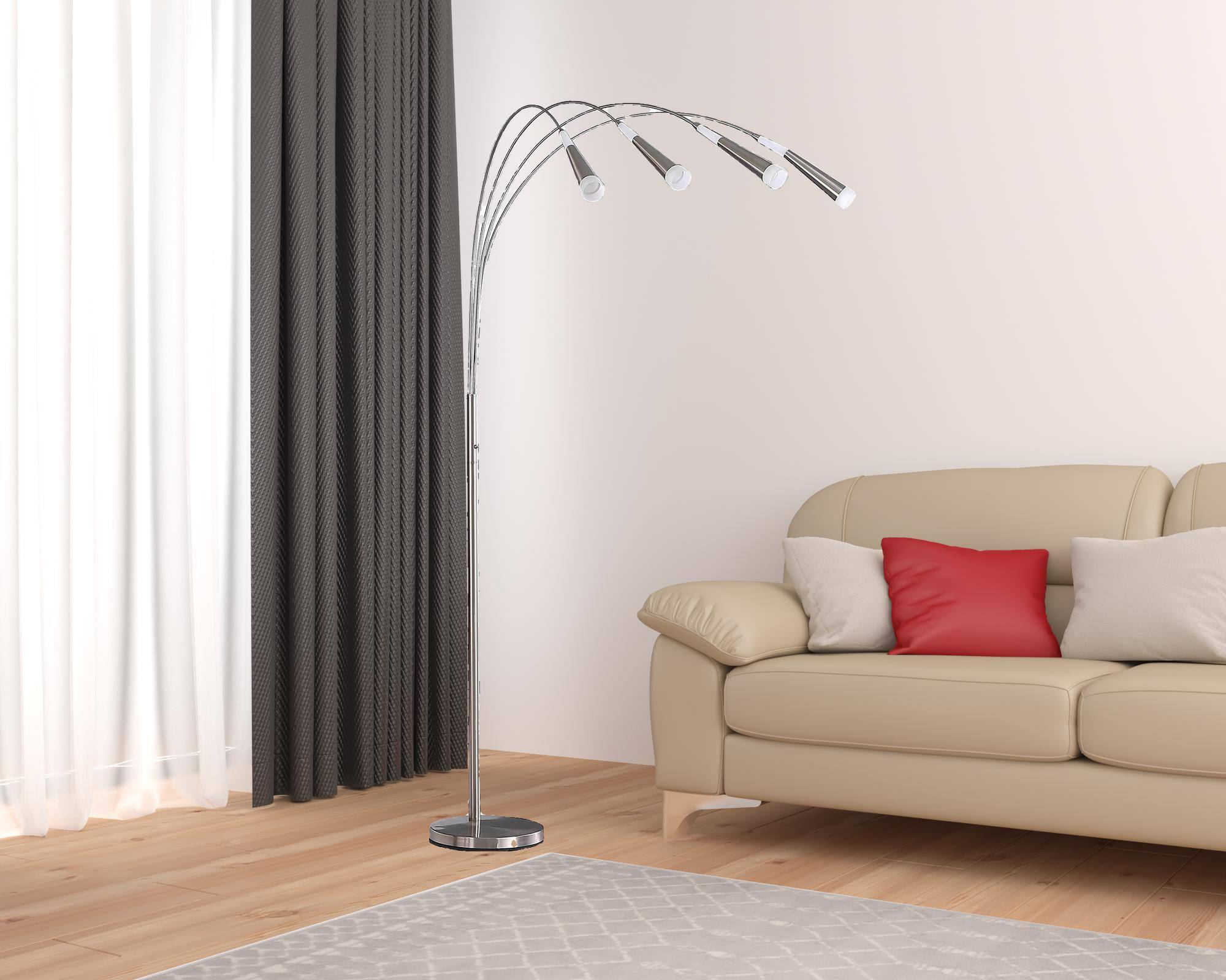 Left. Hivvago - Hivvago 72 Inch Silver Four Light LED Arc Floor Lamp With White - Silver.