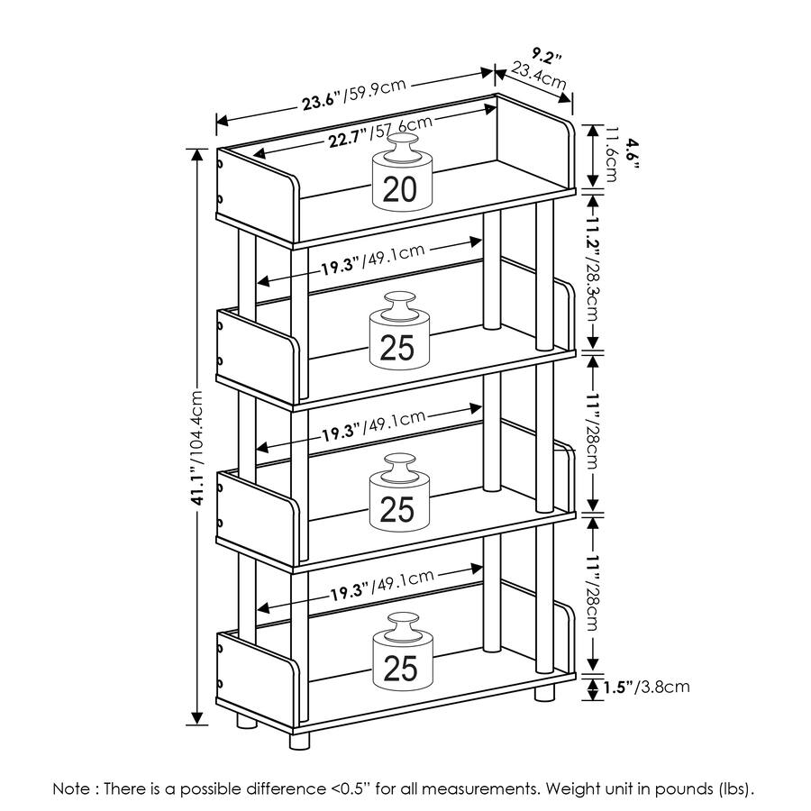 Furinno Turn N Tube 4 Tier Freestanding Multipurposes Display Rack ...