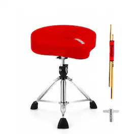 5 CORE - Drum Throne w 4.5" Padded Stool Adjustable Drummer Chair - Red