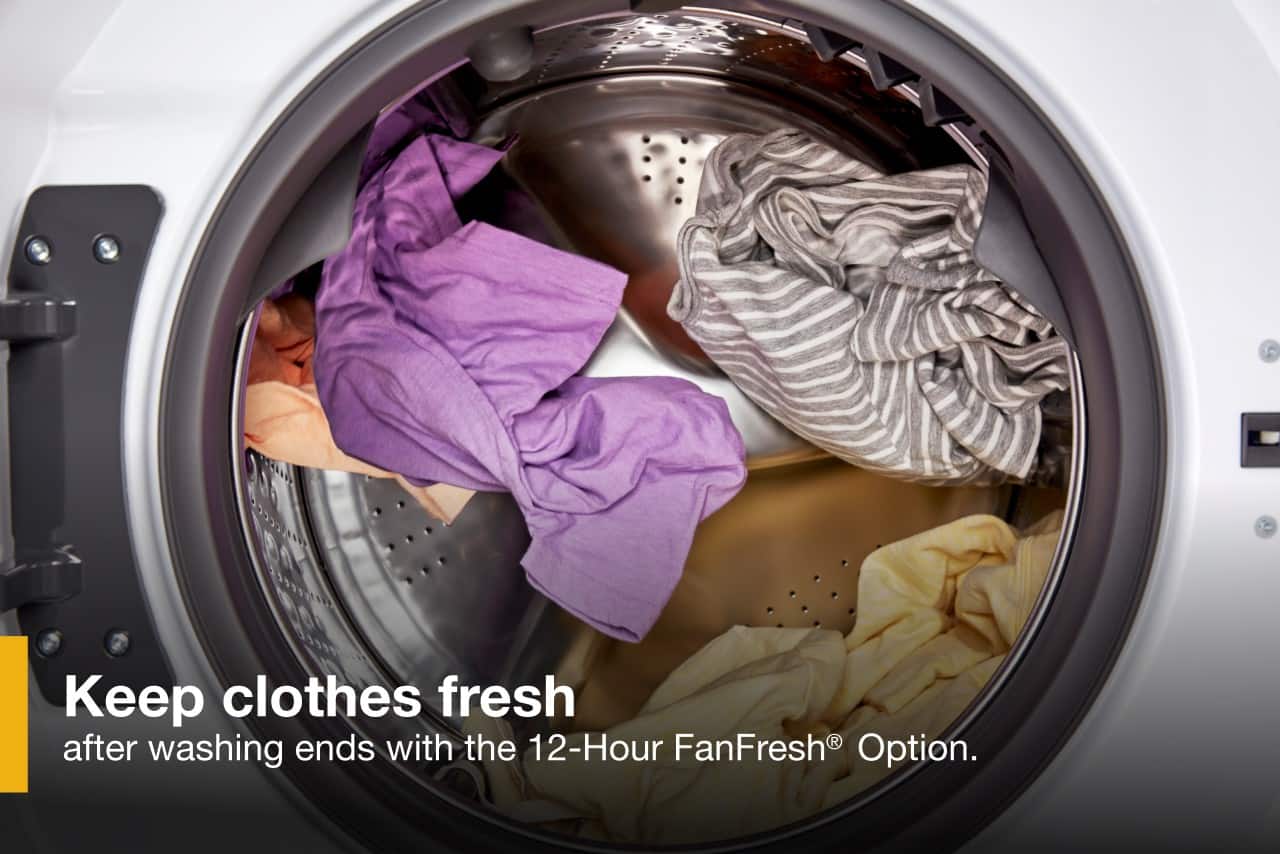 Keep clothes fresh after washing ends with the 12-Hour FanFresh Option.