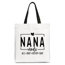 OrnamentallyYou - Nana Mode Canvas Tote Bag, All Day Every Day Gift Shopper for Grandma - White Black