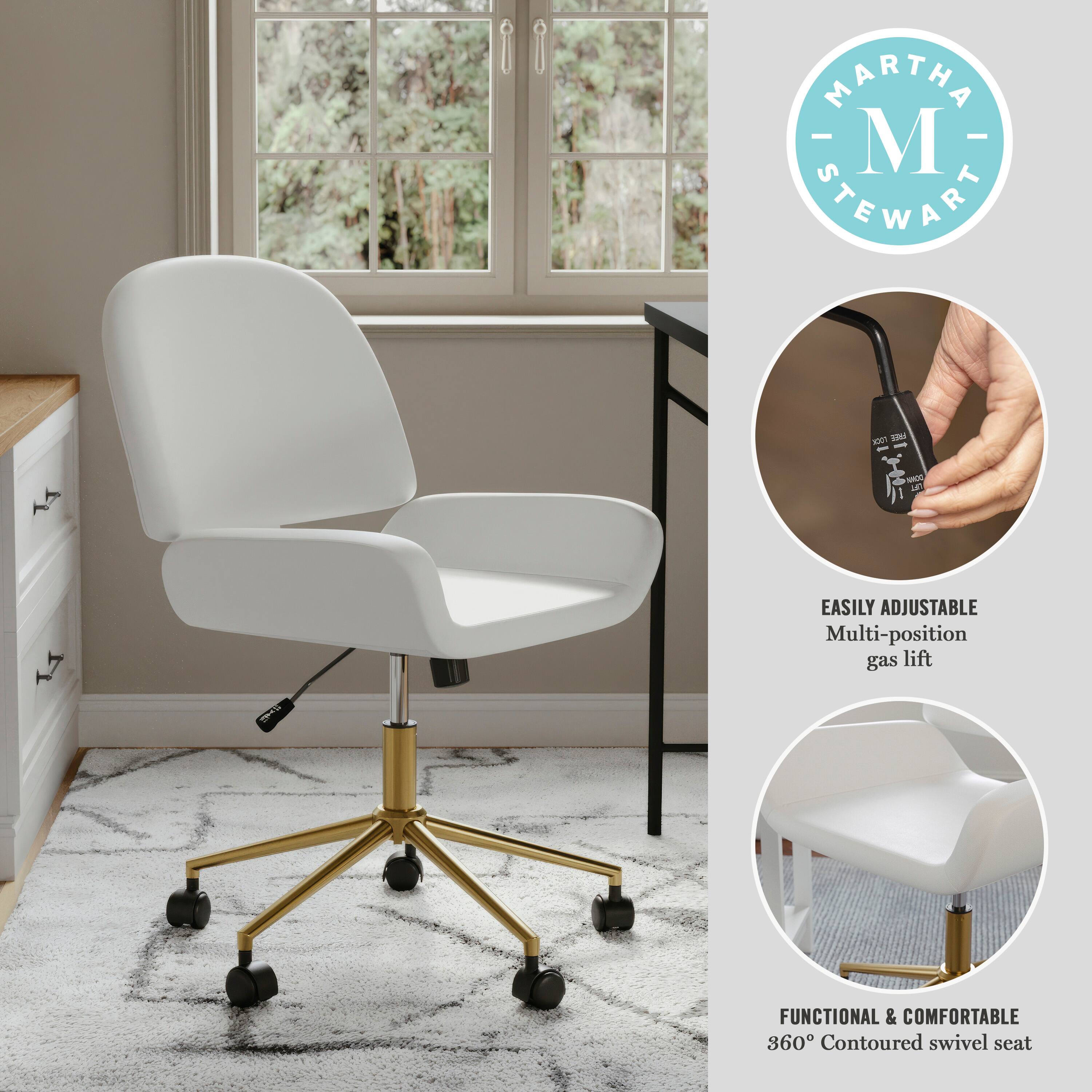 MARTHA STEWART X u - - NOT EASILY ADJUSTABLE Multi-position gas lift FUNCTIONAL & COMFORTABLE 860 Contoured swivel seat