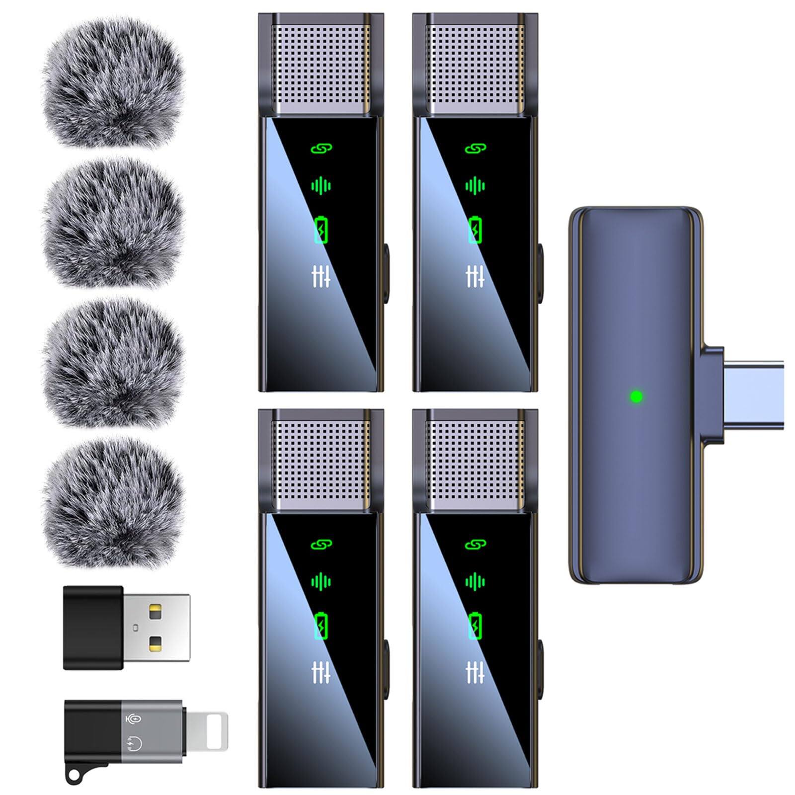 Front. VEGA AUTOMOTIVE - 4 Lavalier Lapel Microphone System For Android Phone Pc Laptop With C lightning 48khz 24bit Reverb Noise - Default.