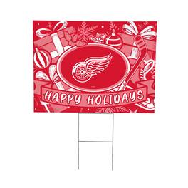 Evergreen Enterprises - Detroit Red Wings 24" x 18" Happy Holidays Christmas Outdoor Staked Yard Sign - Multicolor