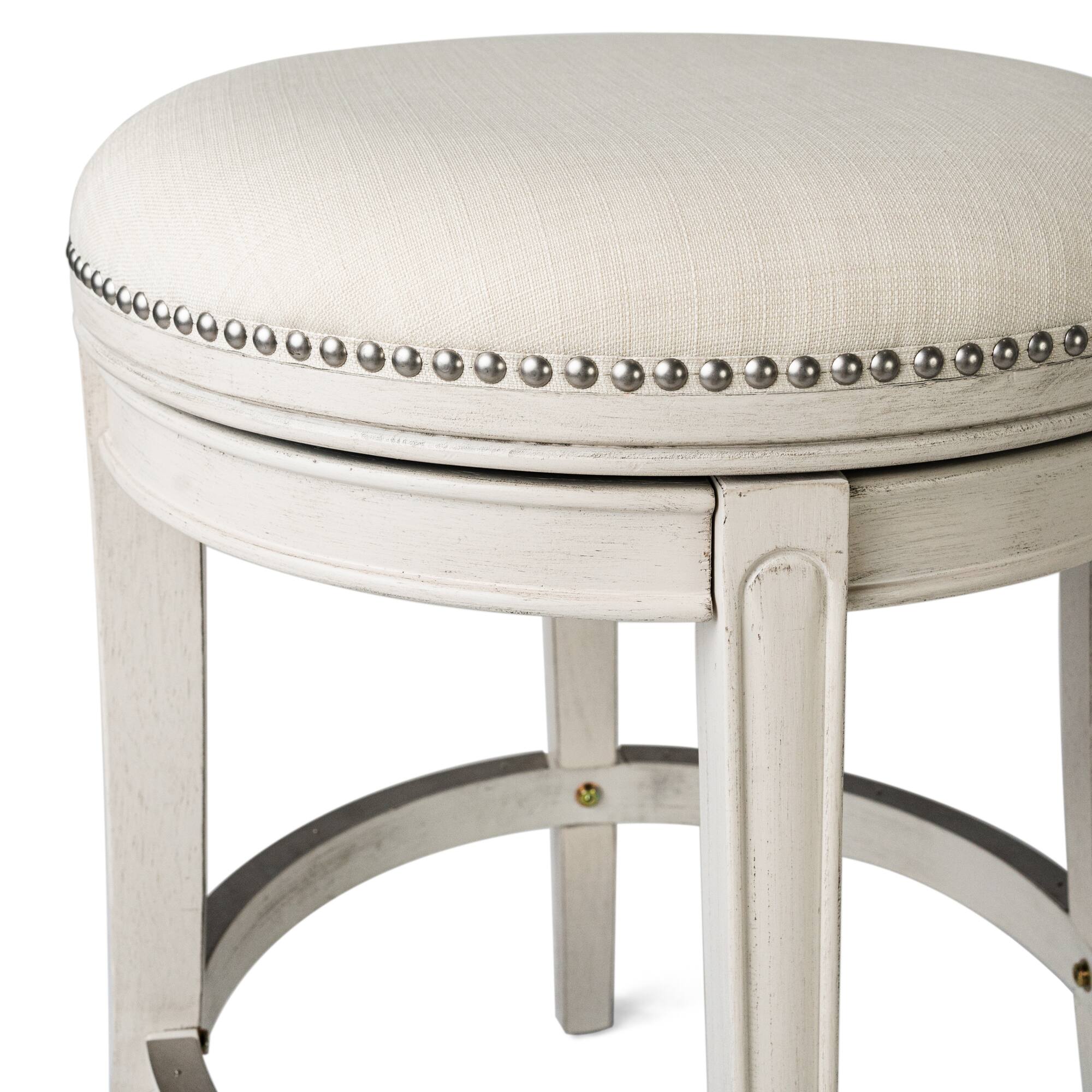 Left. Maven Lane - 30" Alexander Backless Bar Stool in White Oak Finish with  Fabric Upholstery - White Oak.