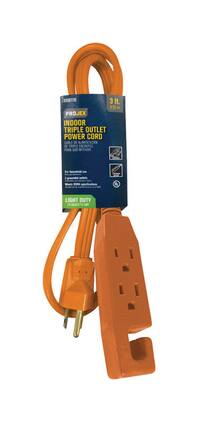 ProjeX - Indoor 3 ft. L Triple Outlet Cord - Orange