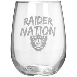 Great American Products - Las Vegas Raiders Etched 17oz. Rally Cry Stemless Wine Glass - Multicolor